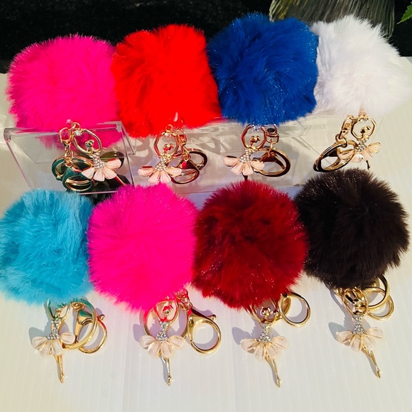 Accessories - Ballerina Pom-Pom Bag Charm/Key Chain Assorted Colors New